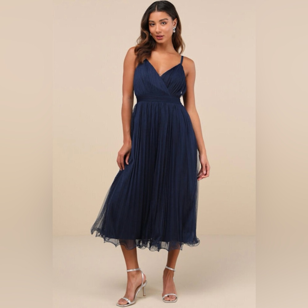 Lulus Elegant Navy Blue Midi Dress